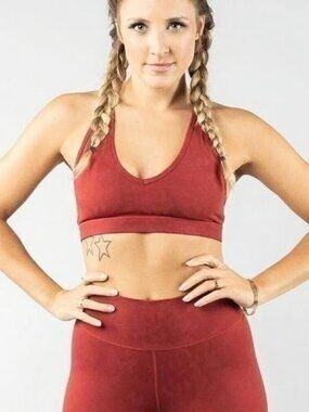 Buffbunny Collection Womens Burgundy Racerback Stretch Sports Bra Size XXS